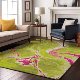 Piper Looms Mayfield Abstract AMF1005 Lime Machine Washable Area Rug Lifestyle Image Feature