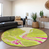 Piper Looms Mayfield Abstract AMF1005 Lime Machine Washable Area Rug Round Lifestyle Image Feature