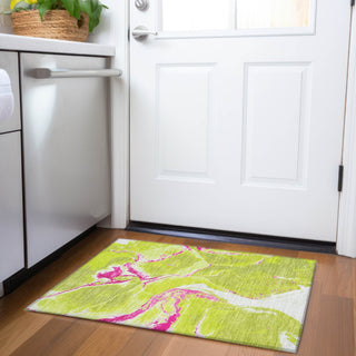 Piper Looms Mayfield Abstract AMF1005 Lime Machine Washable Area Rug Scatter Lifestyle Image Feature