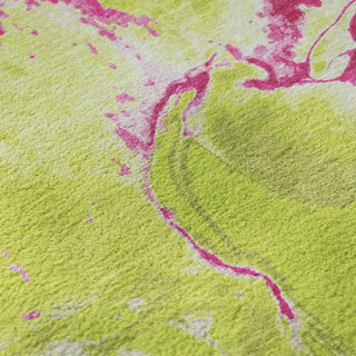 Piper Looms Mayfield Abstract AMF1005 Lime Machine Washable Area Rug Swatch Image