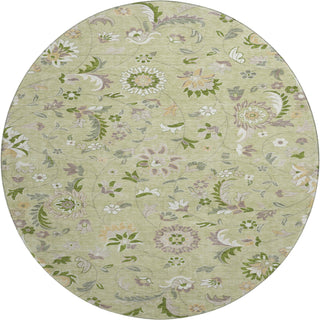 Piper Looms Mayfield Floral AMF1006 Aloe Machine Washable Area Rug Round Main Image