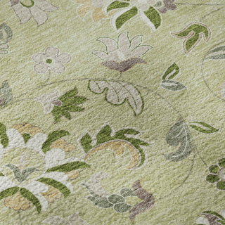 Piper Looms Mayfield Floral AMF1006 Aloe Machine Washable Area Rug Swatch Image