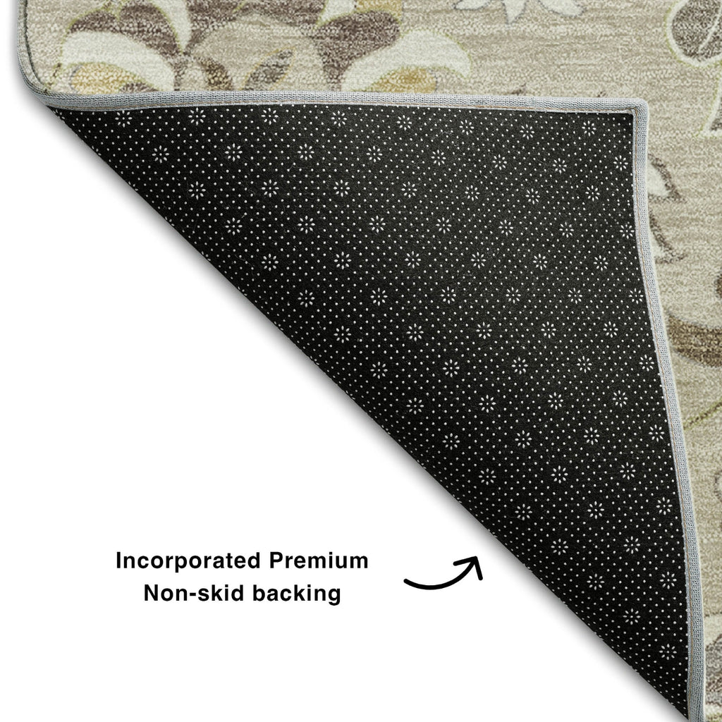Piper Looms Mayfield Floral AMF1006 Beige Machine Washable Area Rug Backing Image