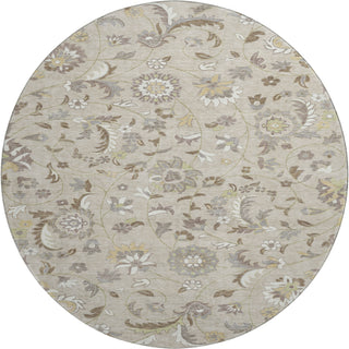 Piper Looms Mayfield Floral AMF1006 Beige Machine Washable Area Rug Round Main Image