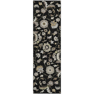 Piper Looms Mayfield Floral AMF1006 Black Machine Washable Area Rug Runner Main Image