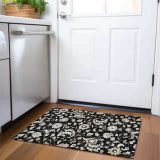 Piper Looms Mayfield Floral AMF1006 Black Machine Washable Area Rug Scatter Lifestyle Image Feature