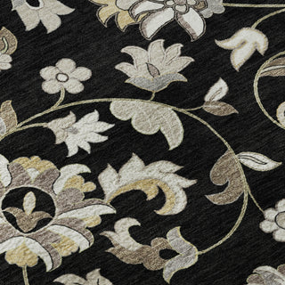 Piper Looms Mayfield Floral AMF1006 Black Machine Washable Area Rug Swatch Image