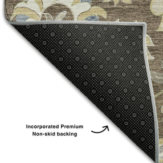 Piper Looms Mayfield Floral AMF1006 Chocolate Machine Washable Area Rug Backing Image