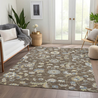 Piper Looms Mayfield Floral AMF1006 Chocolate Machine Washable Area Rug Lifestyle Image Feature
