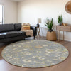 Piper Looms Mayfield Floral AMF1006 Gray Machine Washable Area Rug Round Lifestyle Image Feature