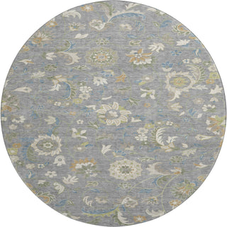 Piper Looms Mayfield Floral AMF1006 Gray Machine Washable Area Rug Round Main Image