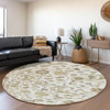 Piper Looms Mayfield Floral AMF1006 Ivory Machine Washable Area Rug Round Lifestyle Image Feature