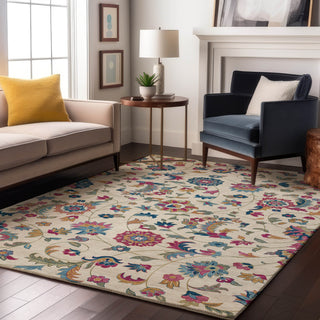 Piper Looms Mayfield Floral AMF1006 Linen Machine Washable Area Rug Lifestyle Image Feature