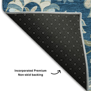 Piper Looms Mayfield Floral AMF1006 Navy Machine Washable Area Rug Backing Image