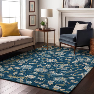 Piper Looms Mayfield Floral AMF1006 Navy Machine Washable Area Rug Lifestyle Image Feature