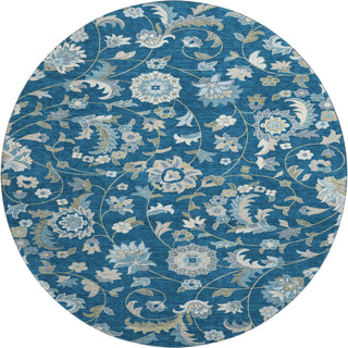 Piper Looms Mayfield Floral AMF1006 Navy Machine Washable Area Rug Round Main Image