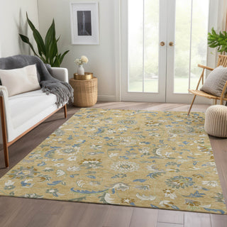 Piper Looms Mayfield Floral AMF1006 Wheat Machine Washable Area Rug Lifestyle Image Feature