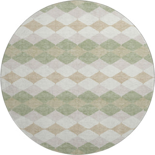 Piper Looms Mayfield Geometric AMF1007 Aloe Machine Washable Area Rug Round Main Image