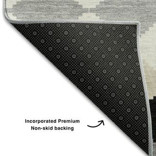 Piper Looms Mayfield Geometric AMF1007 Black Machine Washable Area Rug Backing Image