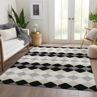 Piper Looms Mayfield Geometric AMF1007 Black Machine Washable Area Rug Lifestyle Image Feature