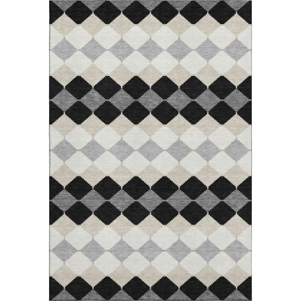 Piper Looms Mayfield Geometric AMF1007 Black Machine Washable Area Rug main image