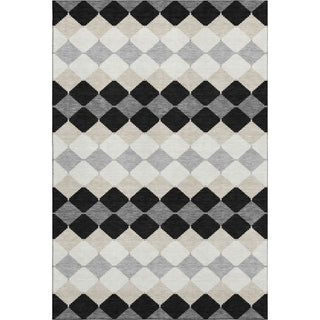 Piper Looms Mayfield Geometric AMF1007 Black Machine Washable Area Rug main image
