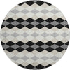 Piper Looms Mayfield Geometric AMF1007 Black Machine Washable Area Rug Round Main Image