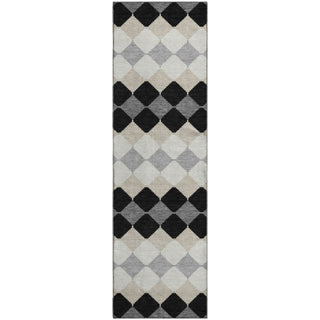 Piper Looms Mayfield Geometric AMF1007 Black Machine Washable Area Rug Runner Main Image