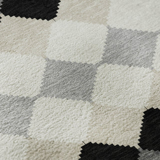 Piper Looms Mayfield Geometric AMF1007 Black Machine Washable Area Rug Swatch Image