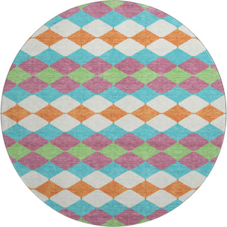 Piper Looms Mayfield Geometric AMF1007 Blush Machine Washable Area Rug Round Main Image