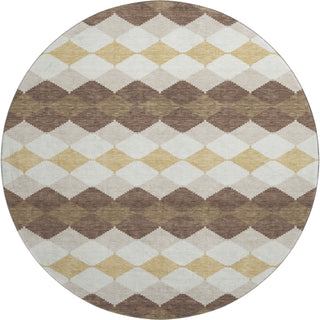 Piper Looms Mayfield Geometric AMF1007 Brown Machine Washable Area Rug Round Main Image