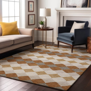 Piper Looms Mayfield Geometric AMF1007 Copper Machine Washable Area Rug Lifestyle Image Feature
