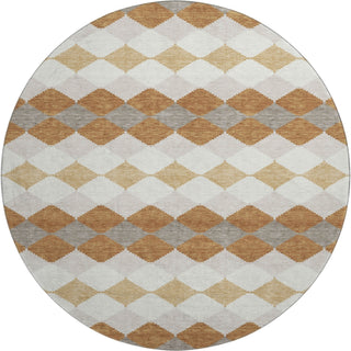 Piper Looms Mayfield Geometric AMF1007 Copper Machine Washable Area Rug Round Main Image