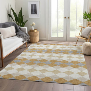 Piper Looms Mayfield Geometric AMF1007 Gold Machine Washable Area Rug Lifestyle Image Feature