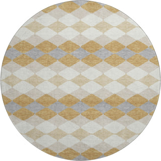 Piper Looms Mayfield Geometric AMF1007 Gold Machine Washable Area Rug Round Main Image