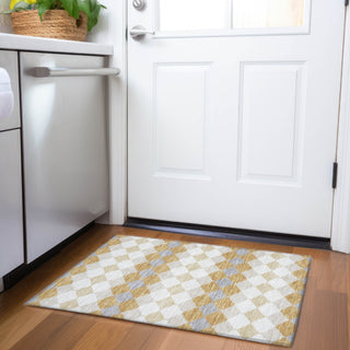 Piper Looms Mayfield Geometric AMF1007 Gold Machine Washable Area Rug Scatter Lifestyle Image Feature