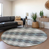 Piper Looms Mayfield Geometric AMF1007 Gray Machine Washable Area Rug Round Lifestyle Image Feature