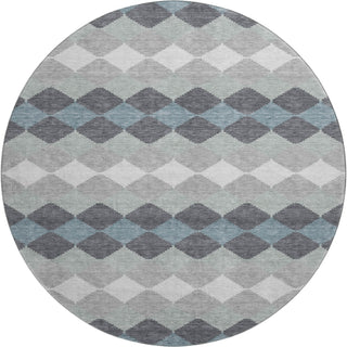 Piper Looms Mayfield Geometric AMF1007 Gray Machine Washable Area Rug Round Main Image