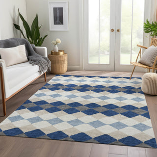 Piper Looms Mayfield Geometric AMF1007 Navy Machine Washable Area Rug Lifestyle Image Feature