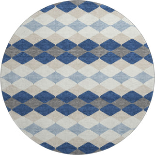 Piper Looms Mayfield Geometric AMF1007 Navy Machine Washable Area Rug Round Main Image
