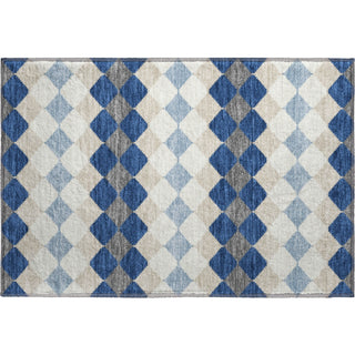 Piper Looms Mayfield Geometric AMF1007 Navy Machine Washable Area Rug Scatter Main Image