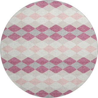 Piper Looms Mayfield Geometric AMF1007 Pink Machine Washable Area Rug Round Main Image