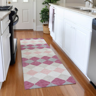 Piper Looms Mayfield Geometric AMF1007 Pink Machine Washable Area Rug Runner Lifestyle Image Feature
