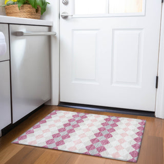 Piper Looms Mayfield Geometric AMF1007 Pink Machine Washable Area Rug Scatter Lifestyle Image Feature