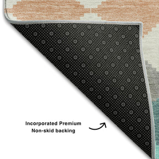 Piper Looms Mayfield Geometric AMF1007 Teal Machine Washable Area Rug Backing Image