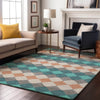 Piper Looms Mayfield Geometric AMF1007 Teal Machine Washable Area Rug Lifestyle Image Feature