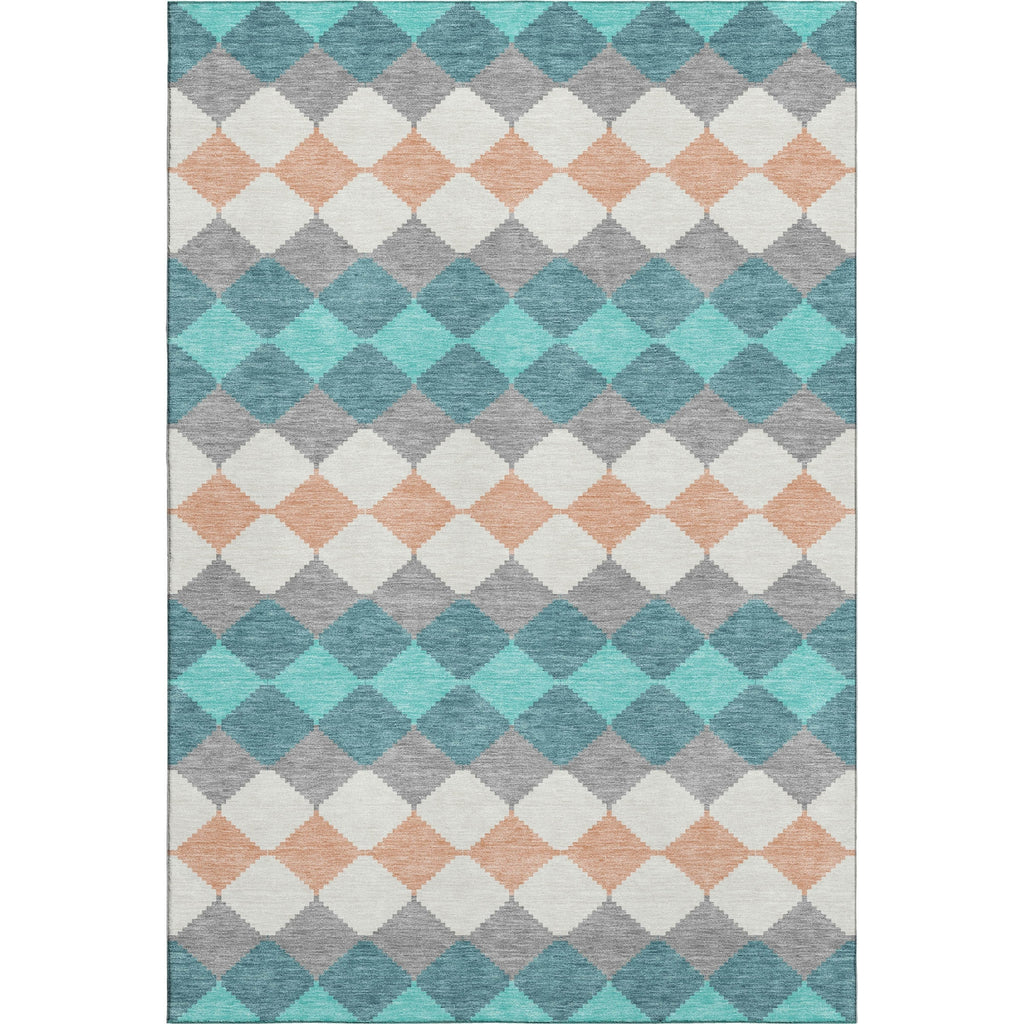 Piper Looms Mayfield Geometric AMF1007 Teal Machine Washable Area Rug main image
