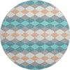 Piper Looms Mayfield Geometric AMF1007 Teal Machine Washable Area Rug Round Main Image