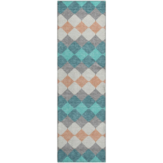 Piper Looms Mayfield Geometric AMF1007 Teal Machine Washable Area Rug Runner Main Image