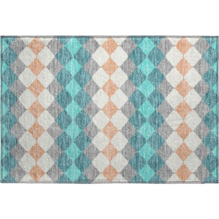 Piper Looms Mayfield Geometric AMF1007 Teal Machine Washable Area Rug Scatter Main Image